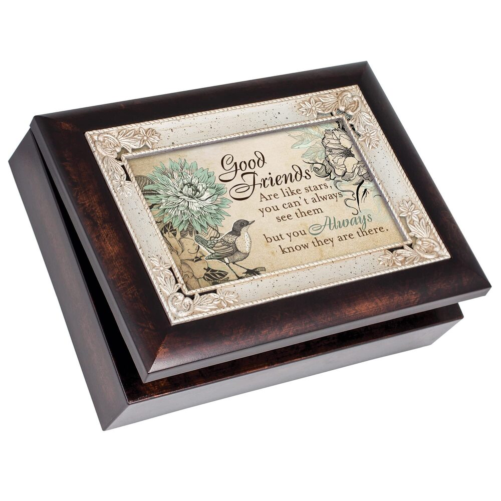 1939 Good Friends are Like Stars Burlwood Jewelry Music Box Plays What